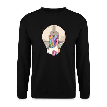 Unicorn Shadow Middle Finger, Unicorn, Mythical Creature - Unisex Sweatshirt - black - Front - Alina (178cm) & Michal (187cm)