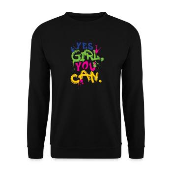 girl yes you can - Unisex Sweatshirt - black - Front - Alina (178cm) & Michal (187cm)
