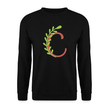 Eleganter Buchstabe 'C' mit Blumen - Unisex Pullover - Schwarz - Vorne - Alina (178cm) & Michal (187cm)