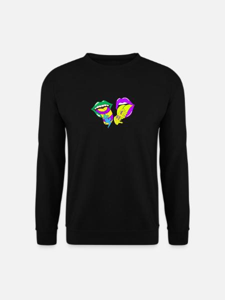 Psychedelische Lippen mit Säure und Pilzen - Unisex Pullover - Schwarz