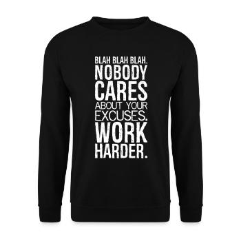 bla bla bla personne ne se soucie de tes excuses - Sweat-shirt Unisexe - noir - Devant - Alina (178cm) & Michal (187cm)