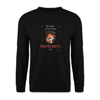 Pension: This is what a really cool pensioner looks like - Unisex Sweatshirt - black - Front - Alina (178cm) & Michal (187cm)