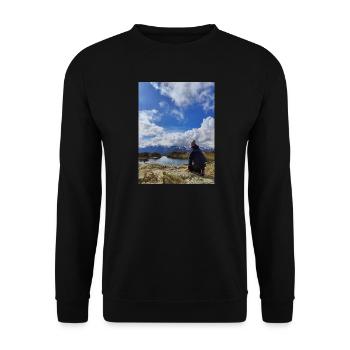 Hiker facing the alpine sky - Unisex Sweatshirt - black - Front - Alina (178cm) & Michal (187cm)