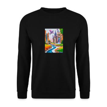 Château Enchanté Multicolore Fantaisie - Sweat-shirt Unisexe - noir - Devant - Alina (178cm) & Michal (187cm)