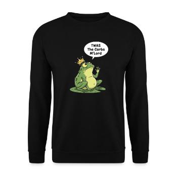 Regal Frog Carbohydrate King Design - Unisex Sweatshirt - black - Front - Alina (178cm) & Michal (187cm)