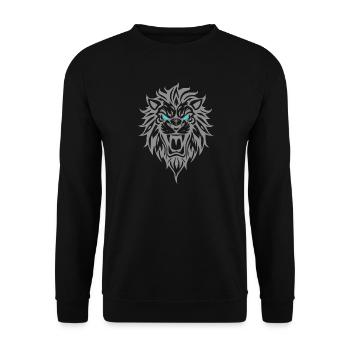 Lion Blue Eyes Tribal - Unisex Sweatshirt - black - Front - Alina (178cm) & Michal (187cm)