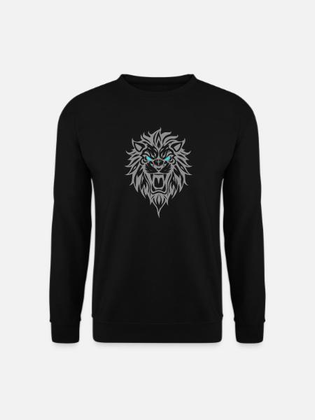 Lion Blue Eyes Tribal - Unisex Sweatshirt - black