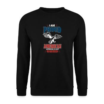 Stolzes amerikanisches Design mit Adler - Unisex Pullover - Schwarz - Vorne - Alina (178cm) & Michal (187cm)