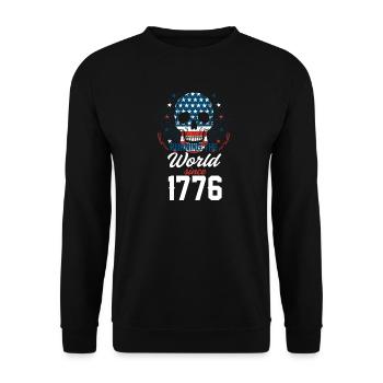 American flag skull with history - Unisex Sweatshirt - black - Front - Alina (178cm) & Michal (187cm)