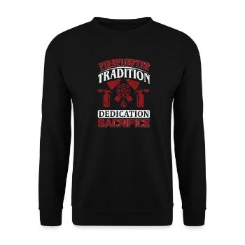 Fire brigade tradition with helmet and fire extinguisher - Unisex Sweatshirt - black - Front - Alina (178cm) & Michal (187cm)