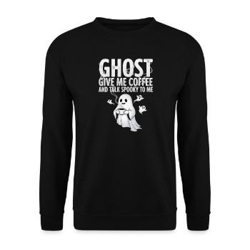 Spooky Coffee Ghost Illustration - Unisex Sweatshirt - black - Front - Alina (178cm) & Michal (187cm)