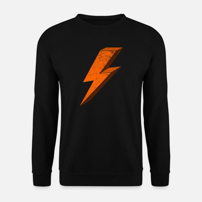Energetischer Blitzeffekt in Orange 3D - Unisex Pullover - Schwarz