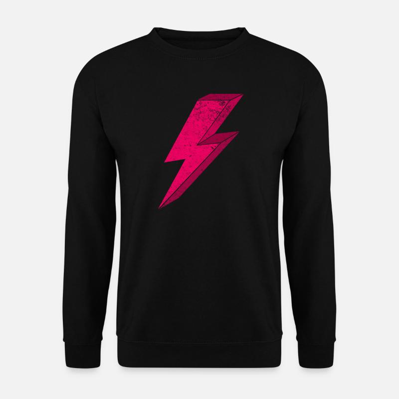 Leuchtender Pink-Blitz-Design 3D - Unisex Pullover - Schwarz