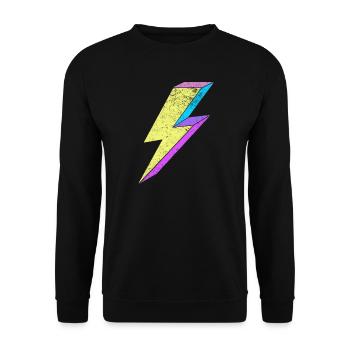 Bright lightning design with pastel colors 80s - Unisex Sweatshirt - black - Front - Alina (178cm) & Michal (187cm)