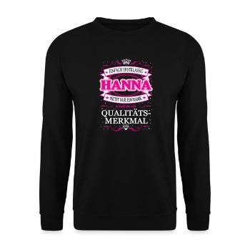 Qualitätsmerkmal Hannah einfach Erstklassig - Unisex Pullover - Schwarz - Vorne - Alina (178cm) & Michal (187cm)