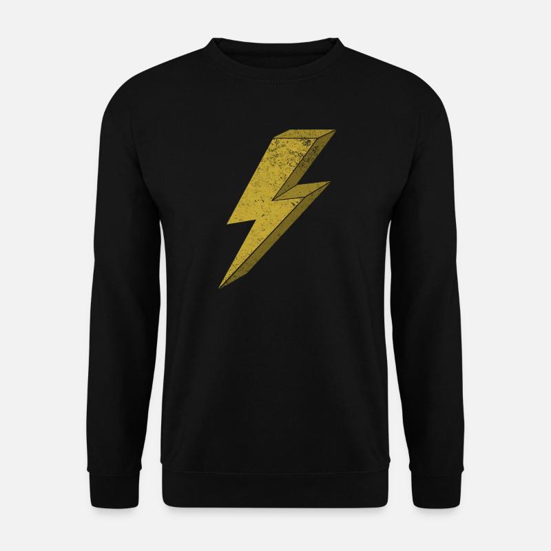 Dynamischer Blitz in Gold 3D - Unisex Pullover - Schwarz