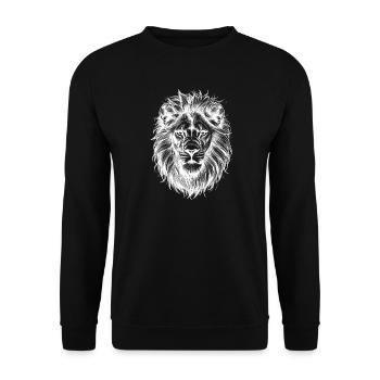 Silhouette Tête De Lion Noir Blanc - Sweat-shirt Unisexe - noir - Devant - Alina (178cm) & Michal (187cm)