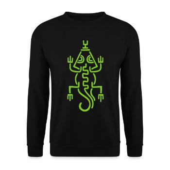 Stammes-Smaragdeidechse - Unisex Pullover - Schwarz - Vorne - Alina (178cm) & Michal (187cm)