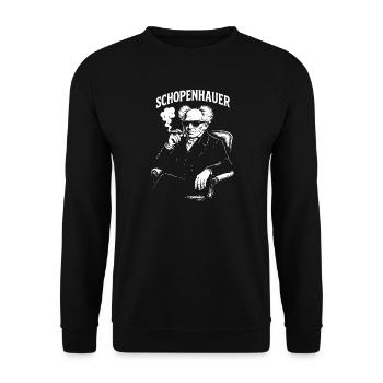 Portrait du philosophe de Schopenhauer fumant un cigare - Sweat-shirt Unisexe - noir - Devant - Alina (178cm) & Michal (187cm)