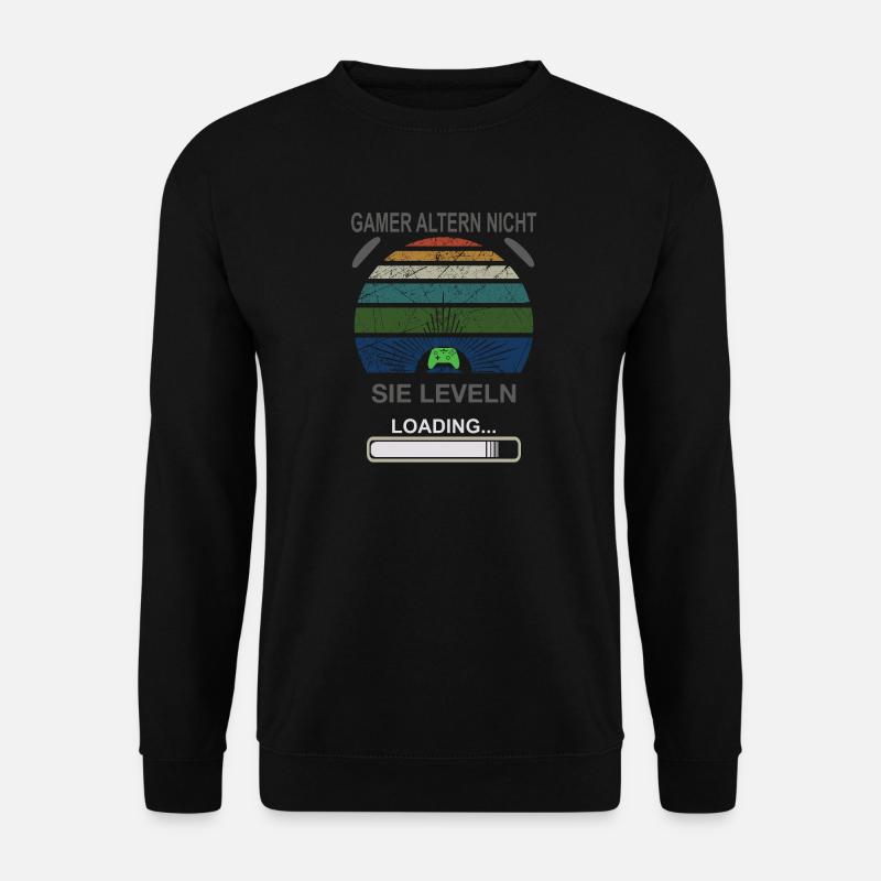 Gamer Leveling Loading Retro Sunburst - Unisex Sweatshirt - black