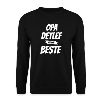 Opa Detlef ist der Beste - Geschenk - Unisex Pullover - Schwarz - Vorne - Alina (178cm) & Michal (187cm)