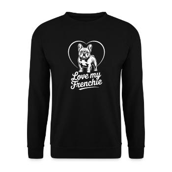 Love My Frenchie Heart Bulldog - Sweat-shirt Unisexe - noir - Devant - Alina (178cm) & Michal (187cm)