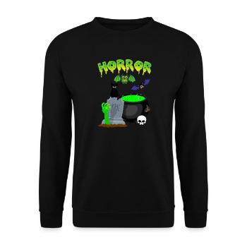 Grüner Hexenkessel Gruselnacht - Unisex Pullover - Schwarz - Vorne - Alina (178cm) & Michal (187cm)