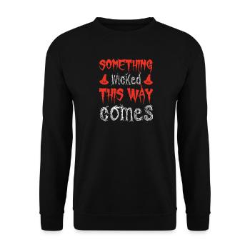 Dämonischer Spruch Druck - Unisex Pullover - Schwarz - Vorne - Alina (178cm) & Michal (187cm)