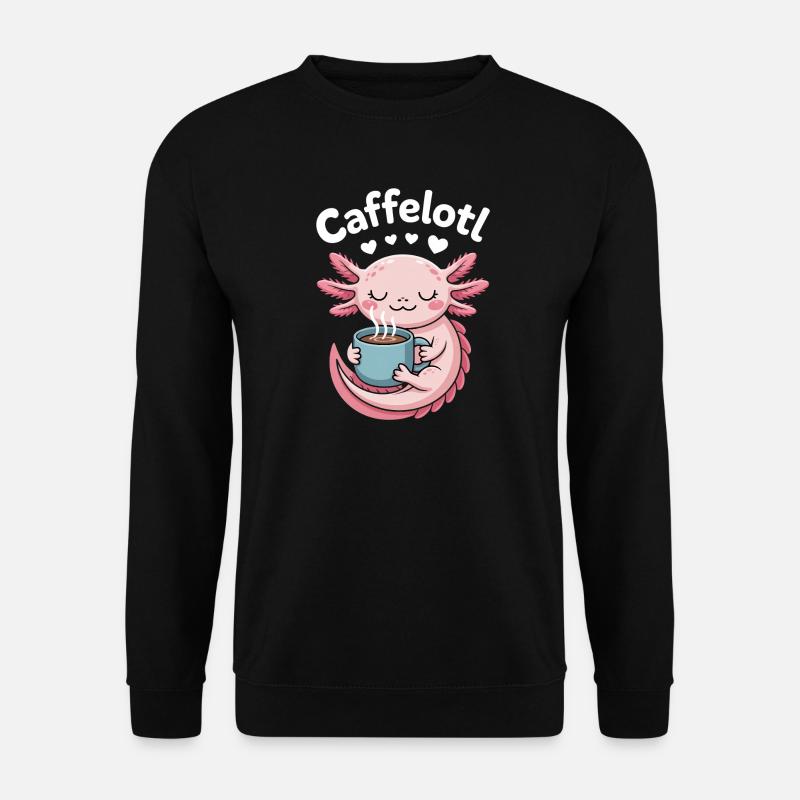 Caffelotl Axolotl Coffee Kawaii Funny - Unisex Sweatshirt - black