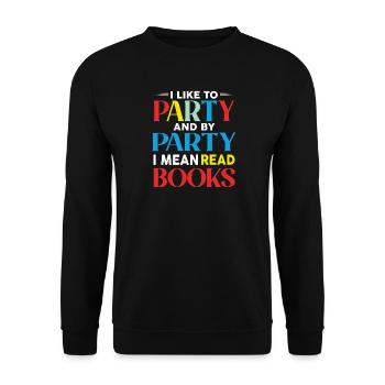 Bunte Leseparty Typo Design - Unisex Pullover - Schwarz - Vorne - Alina (178cm) & Michal (187cm)