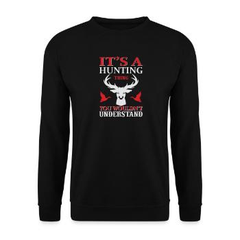 Es ist eine Sache unter Jägern - Unisex Pullover - Schwarz - Vorne - Alina (178cm) & Michal (187cm)