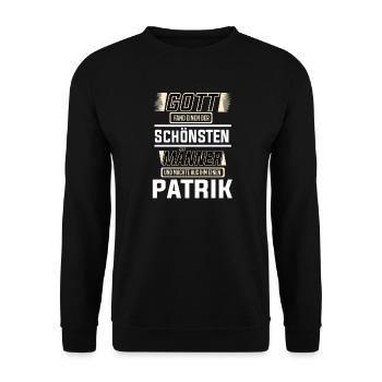 Patrik the Most Beautiful Man Shaped by God Design - Unisex Sweatshirt - black - Front - Alina (178cm) & Michal (187cm)