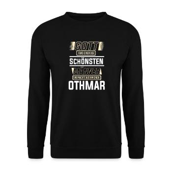 Othmar the Most Beautiful Man Shaped by God Design - Unisex Sweatshirt - black - Front - Alina (178cm) & Michal (187cm)