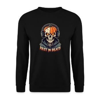 Rest in Beats Skull Hoodie - Unisex Sweatshirt - black - Front - Alina (178cm) & Michal (187cm)