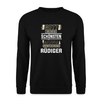 Rüdiger the Most Beautiful Man Shaped by God Design - Unisex Sweatshirt - black - Front - Alina (178cm) & Michal (187cm)