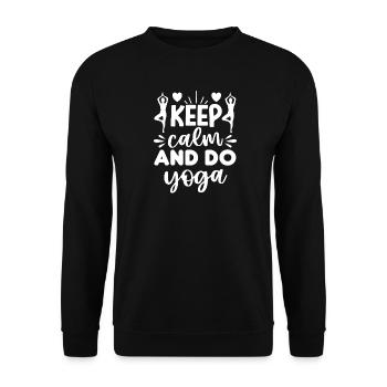 Keep calm do more Yoga - Unisex Sweatshirt - black - Front - Alina (178cm) & Michal (187cm)
