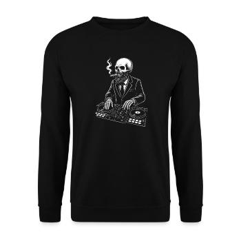 Totenkopf DJ im Anzug mit Zigarre - Unisex Pullover - Schwarz - Vorne - Alina (178cm) & Michal (187cm)