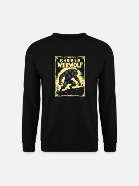 Werwolf Kostüm Halloween Mond Grusel gruselig  - Unisex sweater - sort