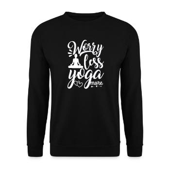 Worry less yoga more - Unisex Pullover - Schwarz - Vorne - Alina (178cm) & Michal (187cm)