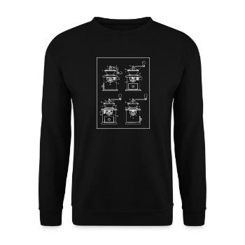 Vintage Hand Crank Coffee Grinders - Unisex Sweatshirt - black - Front - Alina (178cm) & Michal (187cm)