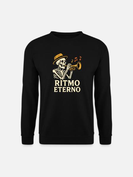 Ritmo Eterno: Jazz/Latin trumpeter skeleton - Unisex Sweatshirt - black