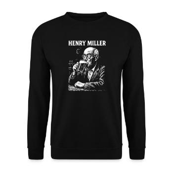 Henry Miller drinking beer in a pub - Unisex Sweatshirt - black - Front - Alina (178cm) & Michal (187cm)