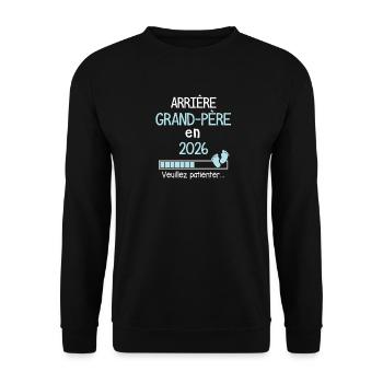 Arrière Grand père en 2026 Cadeau Futur Papy - Sweat-shirt Unisexe - noir - Devant - Alina (178cm) & Michal (187cm)
