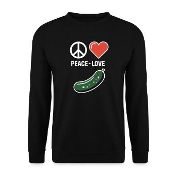 Peace Love Cucumber Drôle de cornichon Dicton - Sweat-shirt Unisexe - noir - Devant - Alina (178cm) & Michal (187cm)