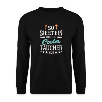 So sieht ein richtig cooler Taucher aus - Unisex Pullover - Schwarz - Vorne - Alina (178cm) & Michal (187cm)