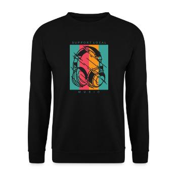 DJ Musik Kopfhörer Outfit  - Unisex Pullover - Schwarz - Vorne - Alina (178cm) & Michal (187cm)