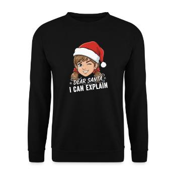 Lieber Weihnachtsmann, ich kann es erklären - Unisex Pullover - Schwarz - Vorne - Alina (178cm) & Michal (187cm)