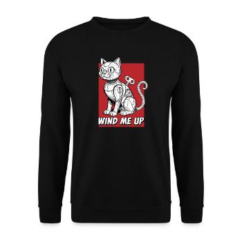 Wind Me Up Katzroboter - Unisex Pullover - Schwarz - Vorne - Alina (178cm) & Michal (187cm)