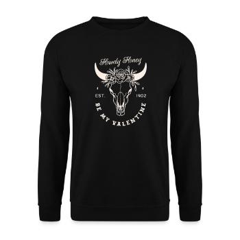 Valentines Day cowboy be my Valentine dark western - Unisex Sweatshirt - black - Front - Alina (178cm) & Michal (187cm)