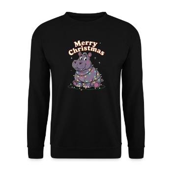 Hippopotames du Zoo de Noël d’Afrique Joyeux Noël - Sweat-shirt Unisexe - noir - Devant - Alina (178cm) & Michal (187cm)